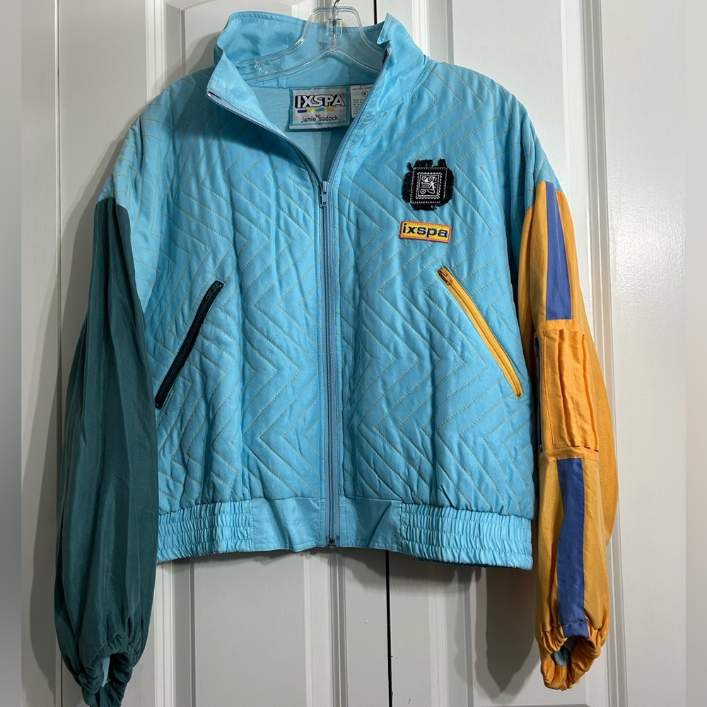 Vintage IXSPA Women's Silk Jacket by Jamie Sadock Sky Blue Quilted Size M
